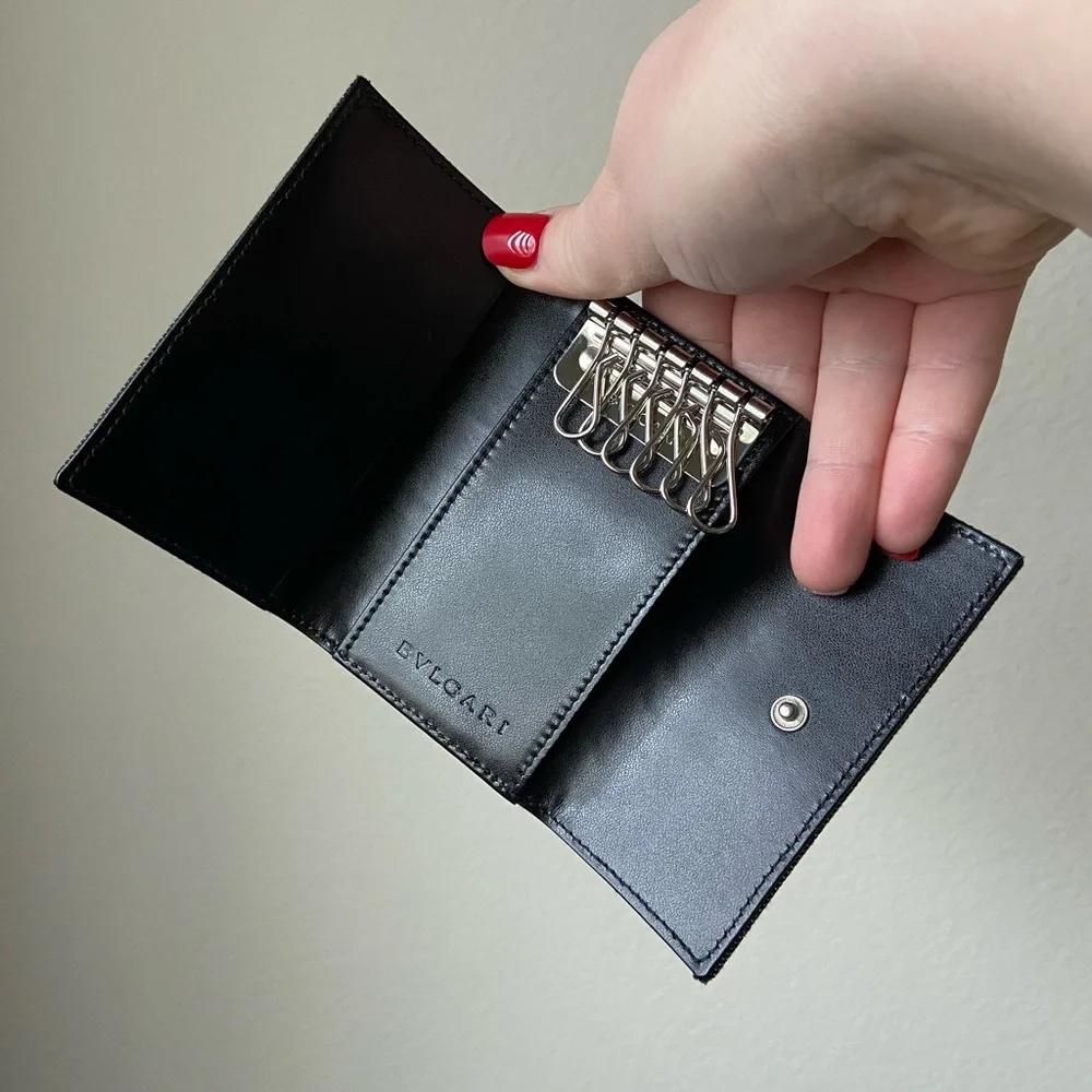 Bulgari canvas leather key wallet